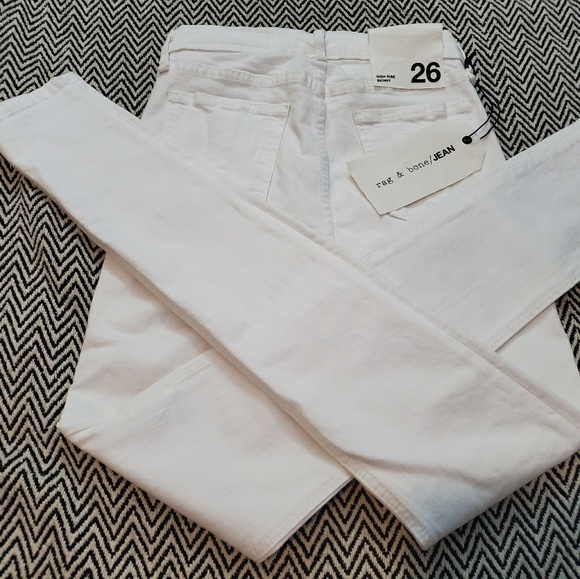rag & bone High-Rise Skinny Jeans in White - Picture 2 of 5